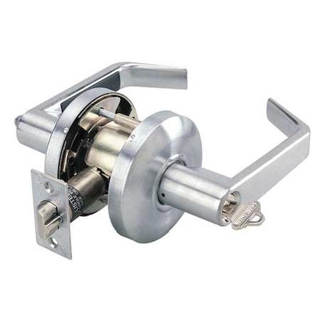 Cal-Royal Grade 2 Cylindrical Lock, 00-Entrance/Office, SL-Lever, Round Rose, Satin Chrome, 2-3/4 Inch CSL00-26D